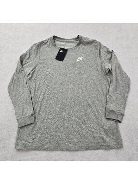 NWT Nike DRI-FIT Long Sleeve Classic Logo Top Size XL Athleisure Athletic Gray